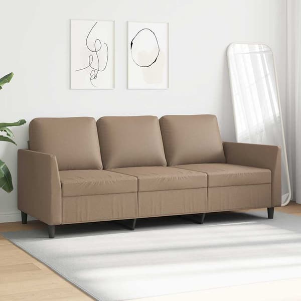 vidaXL 3-sitssoffa, Cappuccino, 180 cm, konstläder