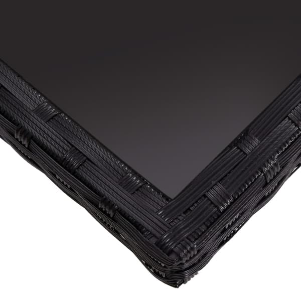 vidaXL havebord, sort, polyrattan og glas