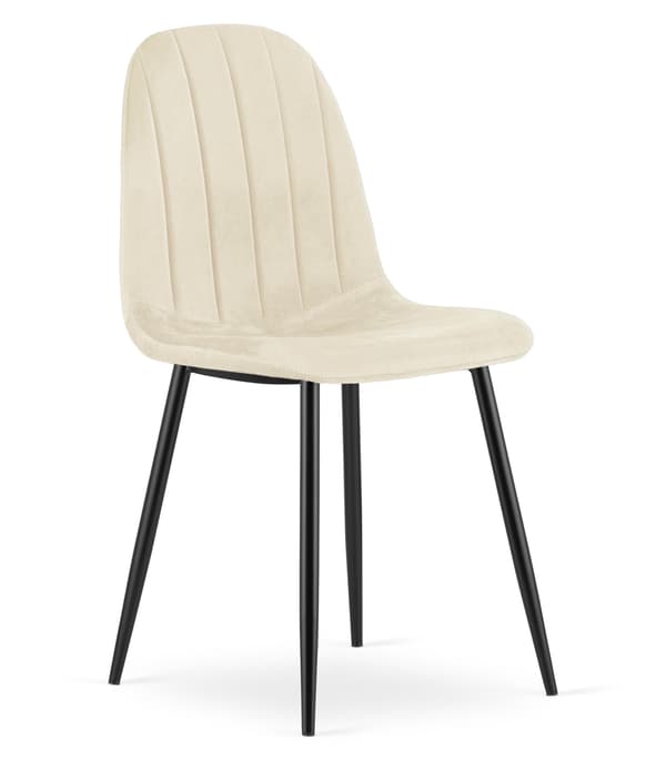 PADVA stol - lys beige fløjl / sorte ben x 1