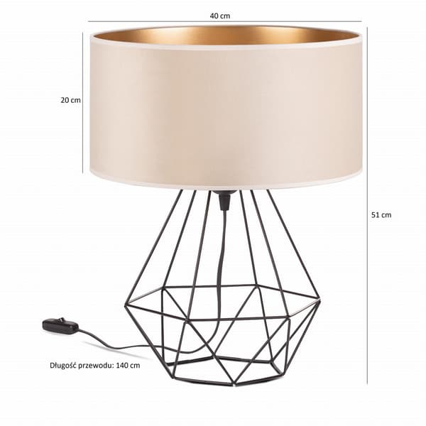 Tornado ADB lampe, beige og guld fløjl