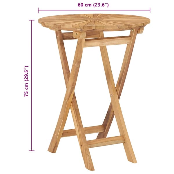vidaXL foldbart havebord Ø 60 cm massivt teaktræ