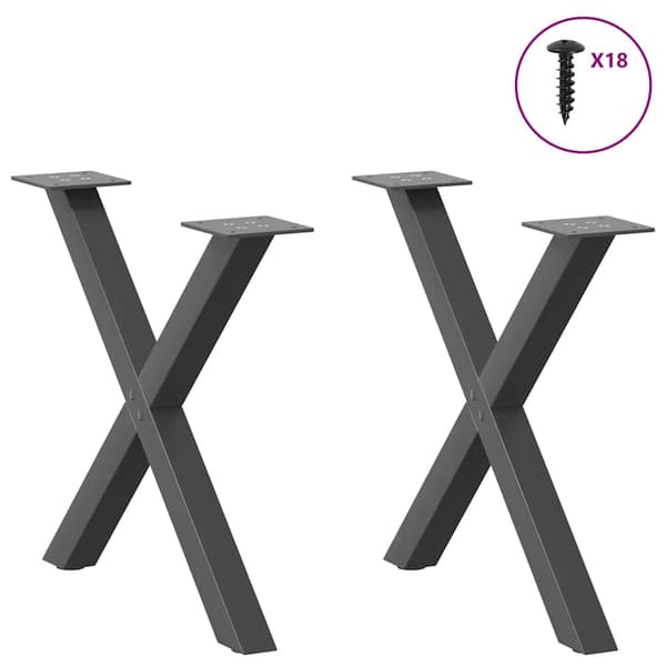 vidaXL X-formade soffbordsben 2 st antracit