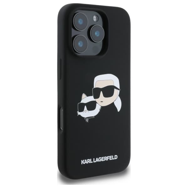 Karl Lagerfeld Silikone Dobbelthoved Print MagSafe-etui til iPhone 16 Pro, Sort