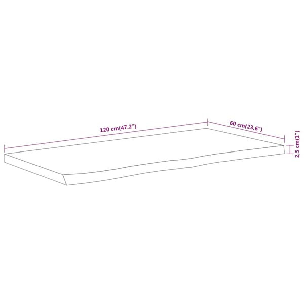 vidaXL badeværelsesbordplade, 120x60x2,5 cm, rektangulær, akacietræ