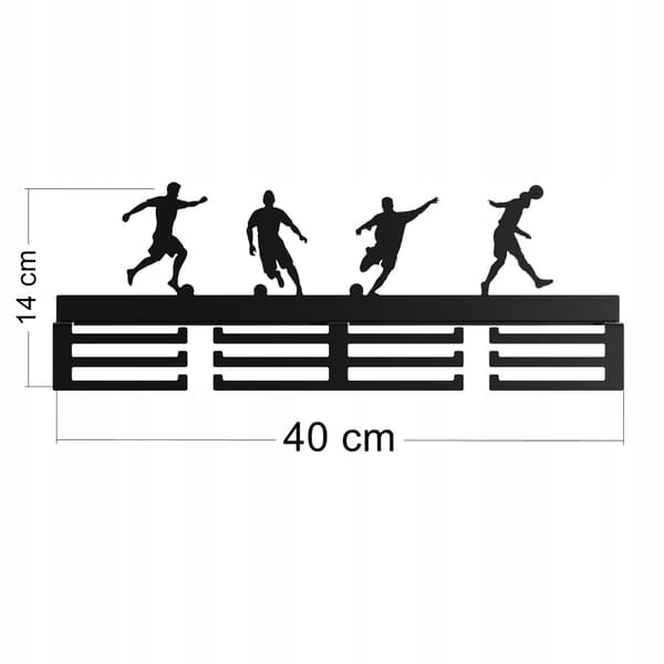 Fodboldmedaljeophæng til værelset 40 cm sort metal
