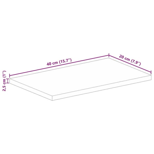 vidaXL bordplade 40x20x2,5 cm rektangulær ru mangotræ
