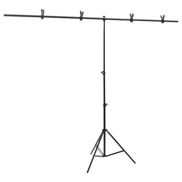 vidaXL T-formet baggrundsstativ sort 201x60x(70-200) cm