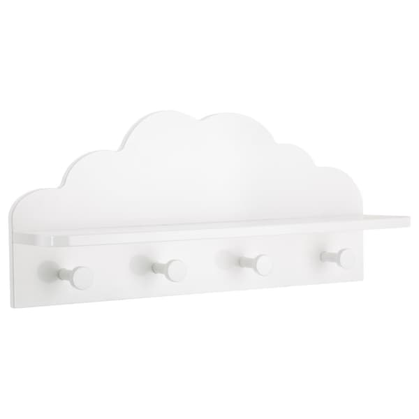 Vägghängare med hyllplan, moln, vit