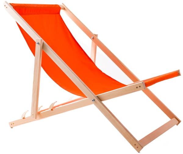2x Træligstol med orange stof