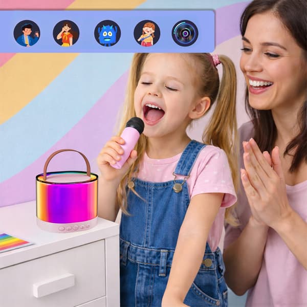 [paczb] Karaoke-sæt Højttaler 2 Mikrofoner Bluetooth USB SD Mini Jack Z3344