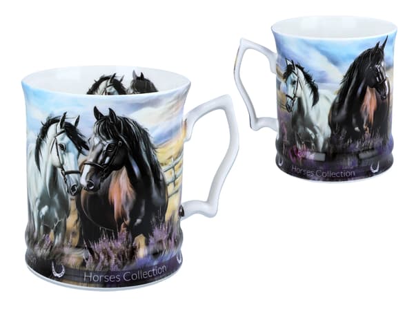 Carmani, porslinsmugg 450ml - Horses Coll., hästar