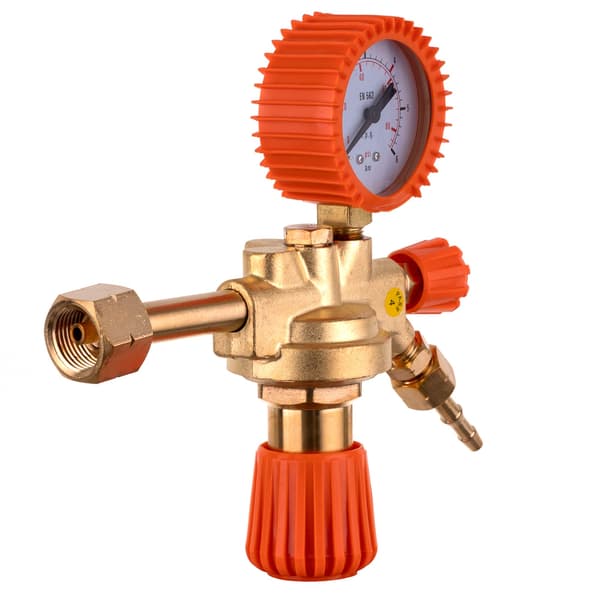 Propangasflaskeregulator med trykmåler til 11 kg flaske, messing