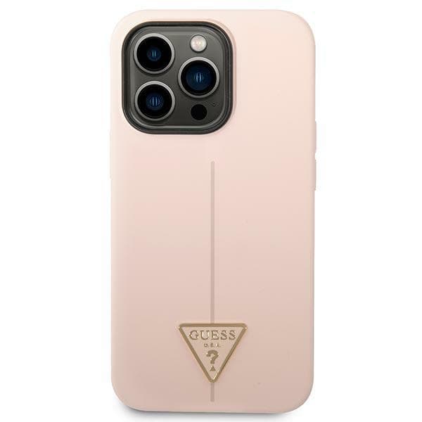 Guess Silikone Trekantet Logo Etui til iPhone 14 Pro Max, Pink