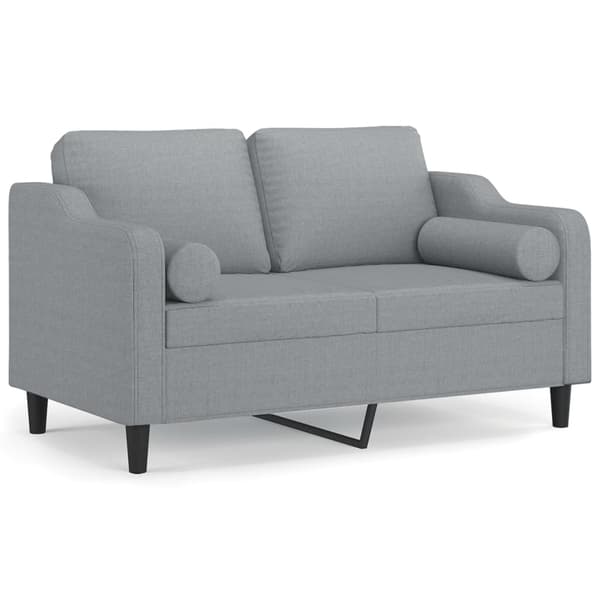 vidaXL 2-sitssoffa med kuddar, ljusgrå, 120 cm, tyg