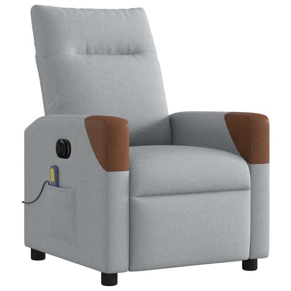 vidaXL Elektrisk massagefåtölj ljusgrå tyg