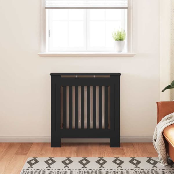 vidaXL radiatordæksel, MDF, sort, 78 cm