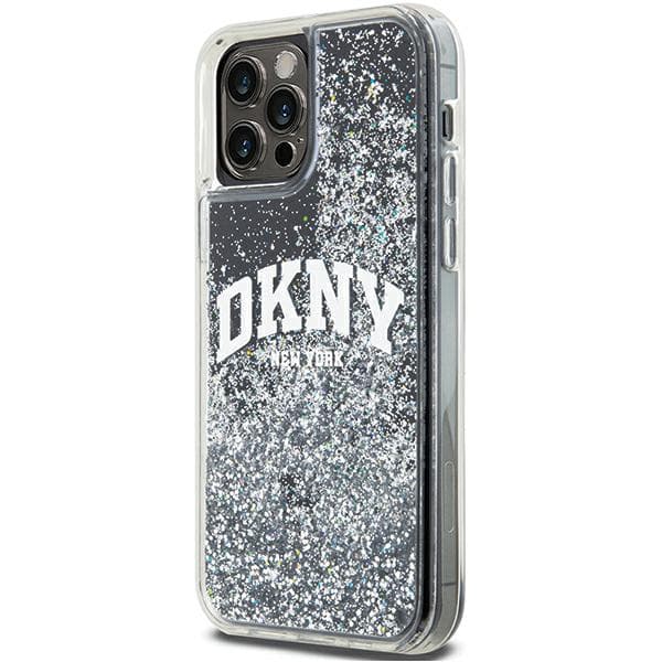 DKNY Liquid Glitter Big Logo-cover til iPhone 12/12 Pro, sort