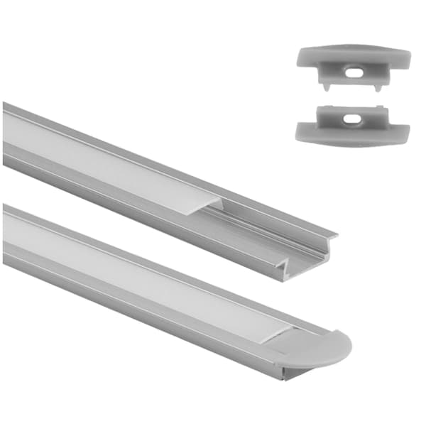 Infälld anodiserad LED-remsprofil + frostat lock 2m
