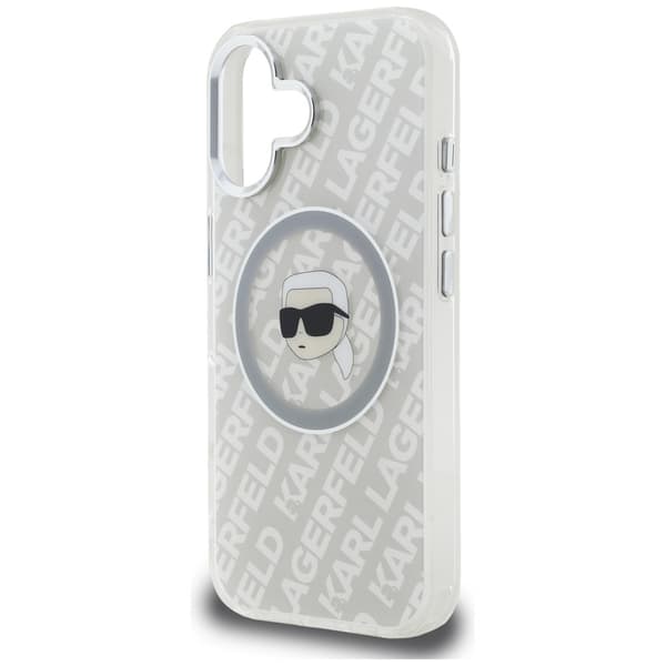Karl Lagerfeld IML Karl Head Logo MagSafe -kotelo iPhone 16:lle, harmaa