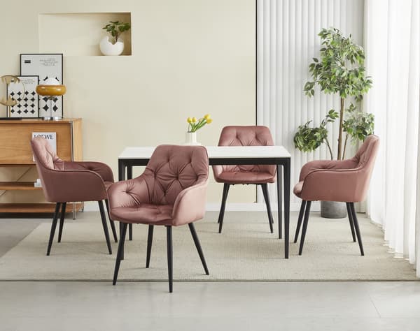 JORK stol - pink velour / sorte ben x 2