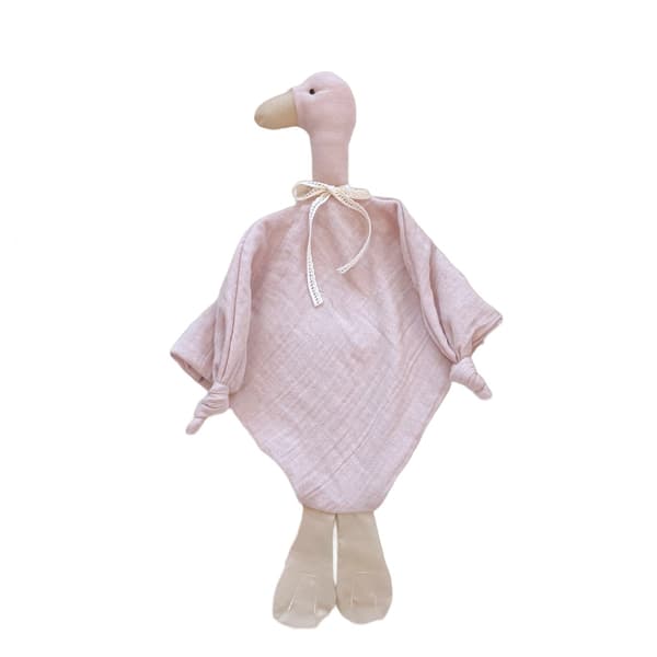 Håndlavet muslin gåsebamse (pudderrosa)