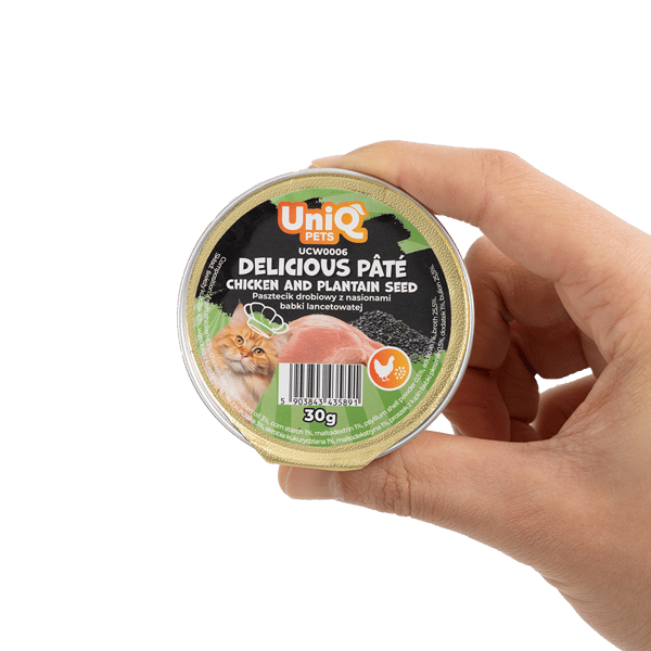 Vådfoder til katte Kyllingepaté med kage Lækker paté UniQ Pets 8x30g