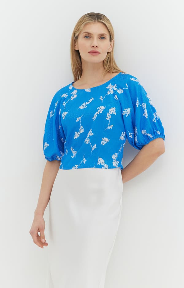 Jacquardblus med tryck 40