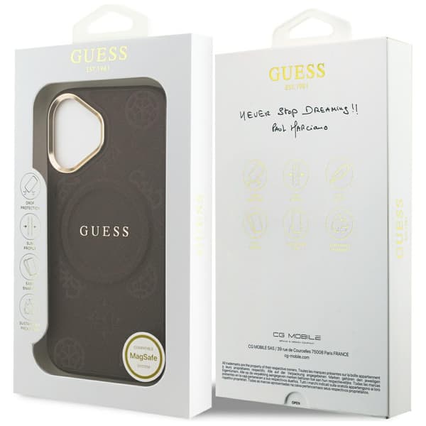 Guess Peony Hot Stamp MagSafe-etui til iPhone 17, brunt