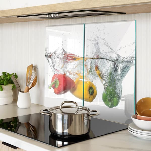 Dekorative serveringsbrætter i glas til snacks, peberfrugter, splash, 2x30x52 cm