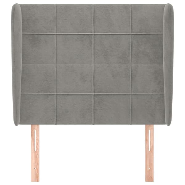 vidaXL Siivekäs sängynpääty vaaleanharmaa 103x23x118/128 cm sametti