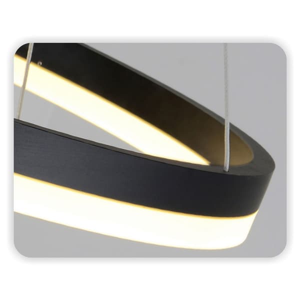 Tuya WiFi Rund Lampe 80+60+40 cm LED Sort Hængende Ring Cirkel