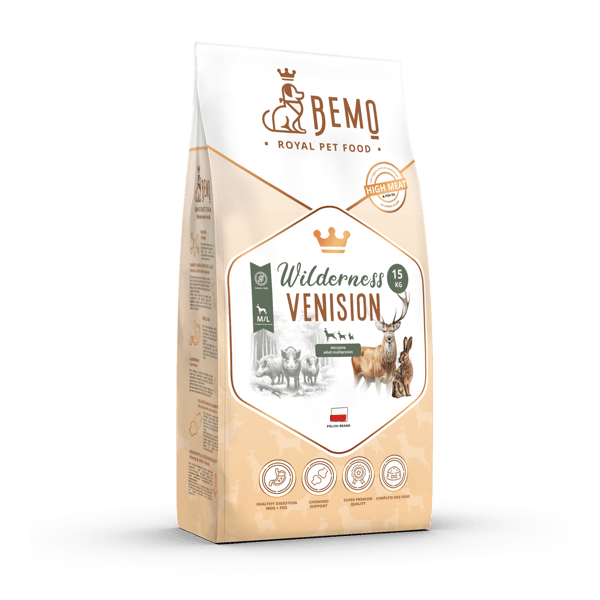 Bemo Wilderness Venision - tørfoder til hunde med vildtkød 1 kg til små og mellemstore hunde (S/M)