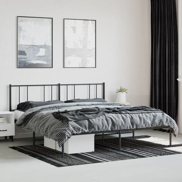 vidaXL metalsengestel med hovedgærde sort 180x200 cm