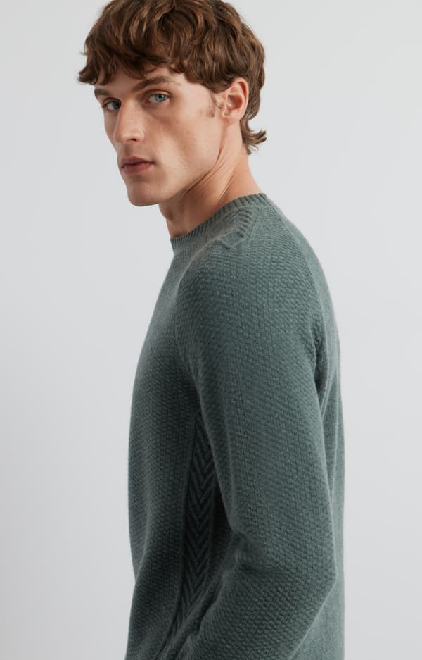 Mikromønstret sweater med rund hals S