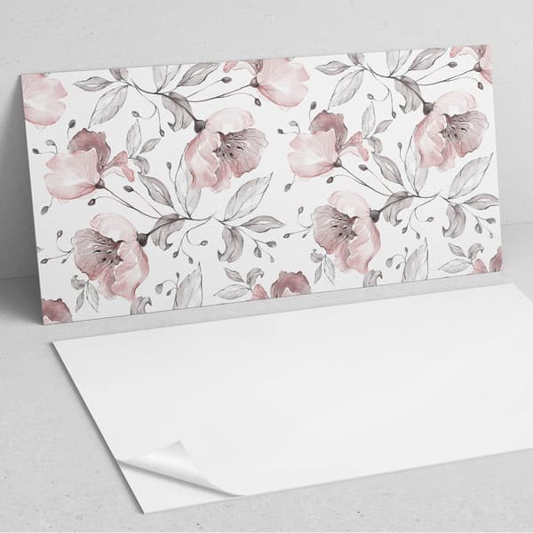 Vinylplattset med blommigt akvarellmönster för sovrum 6x60x30 cm