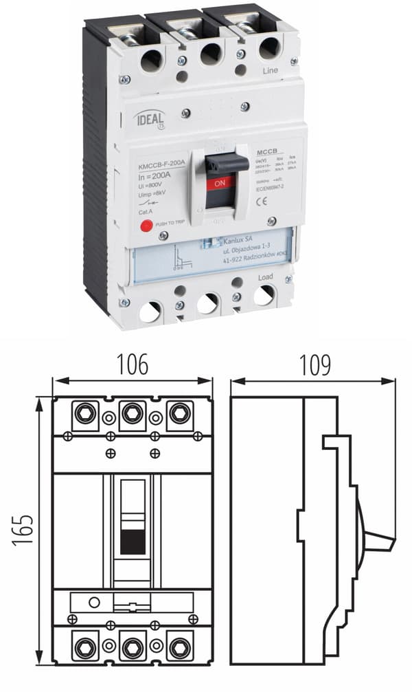 Kompakt automatsäkring MCCB 200A IDEAL Kanlux