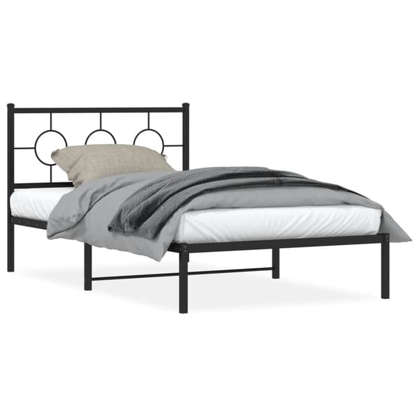 vidaXL metalsengestel med hovedgærde sort 107x203 cm