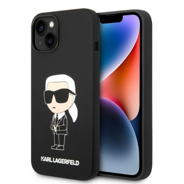 Karl Lagerfeld KLHCP14MSNIKBCK iPhone 14 Plus / 15 Plus 6,7" hårdt cover sort/sort silikone Ikonik