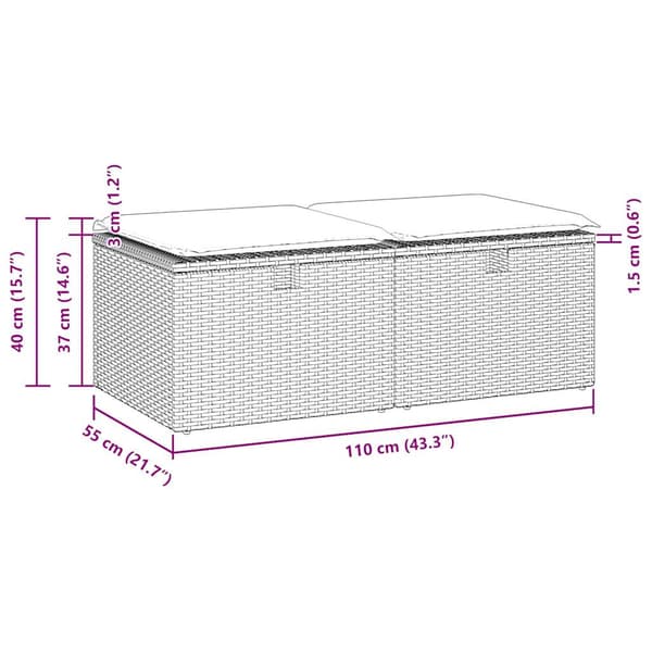 vidaXL 2-delt sofasæt med hynder, sort, polyrattan og akacie