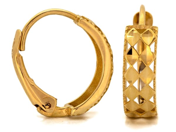 375 guld øreringe, engelske gennembrudte, moderiktige, klassiske, moderne