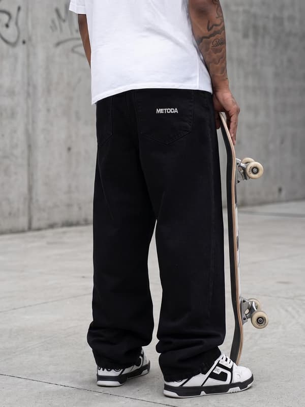 Brede Baggy Jeans Herre Sorte Method Sport Name L