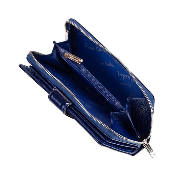 Pierre Cardin damplånbok, blått lackskinn