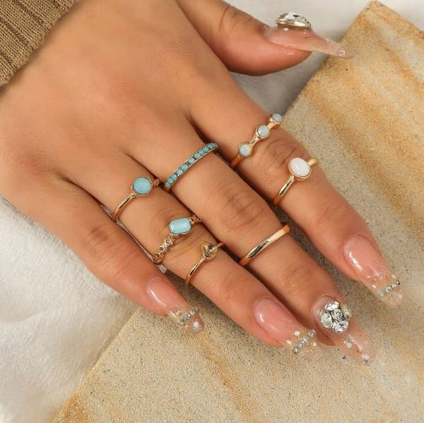 sølvring sæt af sølvringe moderigtige boho ringe