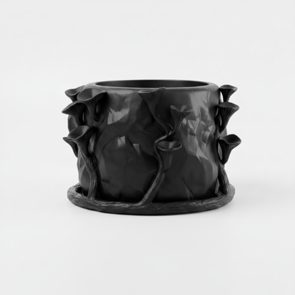 Moderne sort svampeformet urtepotte til planter i kunstnerisk stil