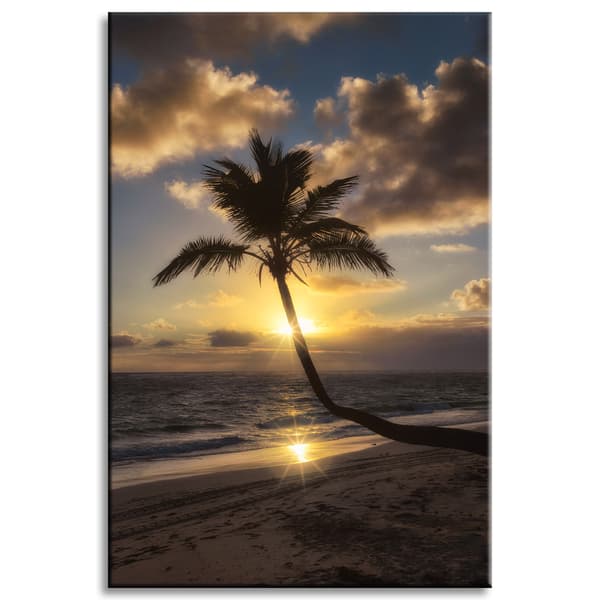 Canvastaulu Luonto Palm Auringonlasku Tausta 40x60 Valtameri Holidays