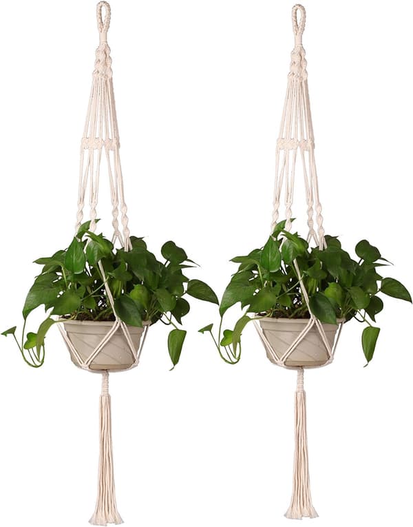 Hængende macramé blomsterstander 2 stk.