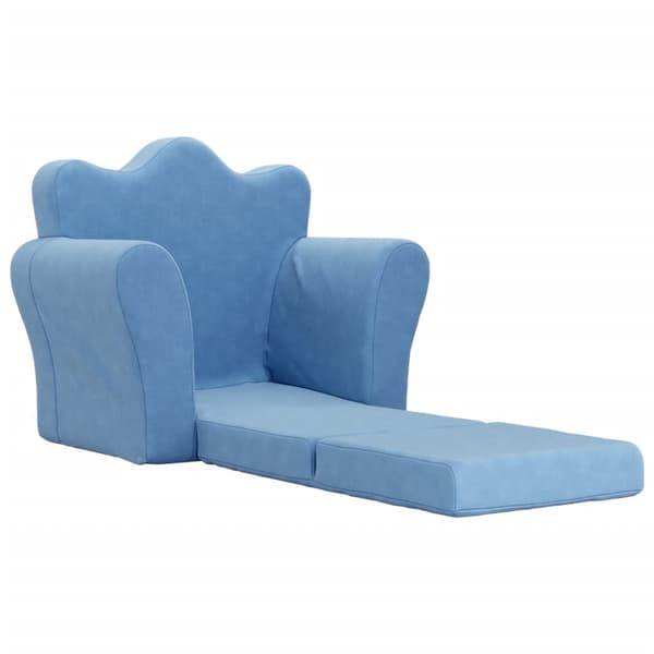 vidaXL børnesofa, blå, blød plys