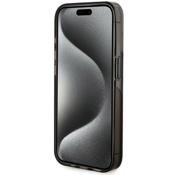 Guess Liquid Glitter Gold Stripes cover til iPhone 15 Pro, sort