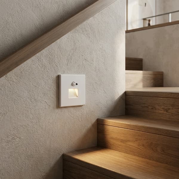LED-trappbelysning vit 230V aluminium rörelse- och skymningssensor 4500K