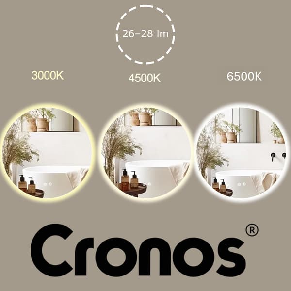 Cronos uppvärmd spegel rund 60 cm